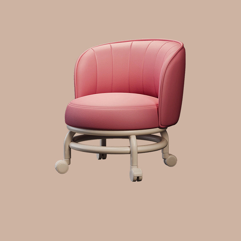 Modern Minimalist Round Iron Stool with PU Leather Sponge Cushion – Movable, Low-Profile, Armless Design for Living Room