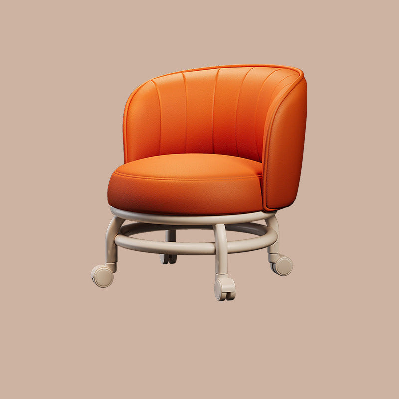 Modern Minimalist Round Iron Stool with PU Leather Sponge Cushion – Movable, Low-Profile, Armless Design for Living Room