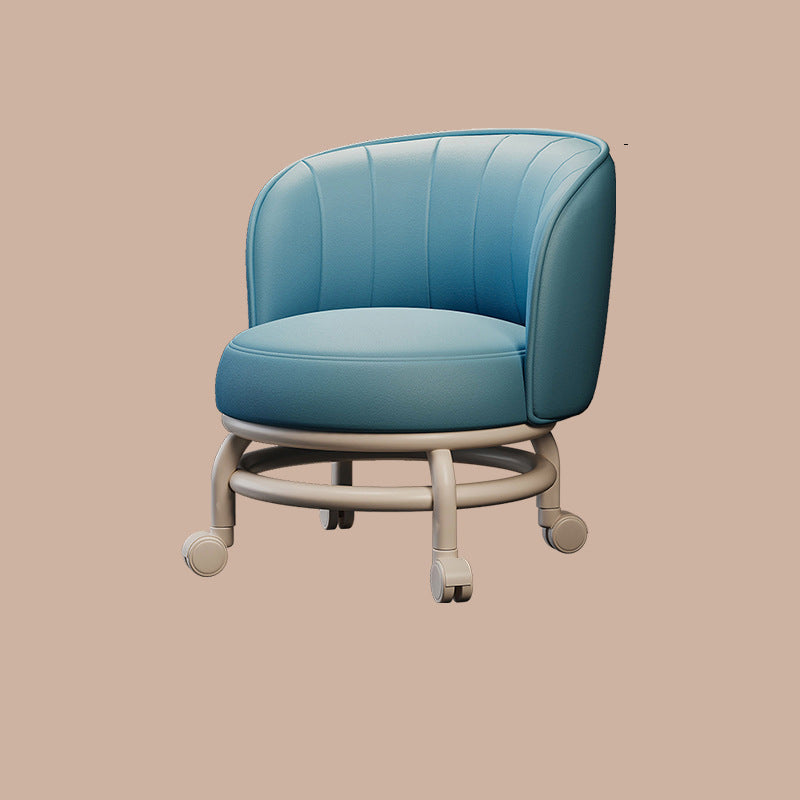 Modern Minimalist Round Iron Stool with PU Leather Sponge Cushion – Movable, Low-Profile, Armless Design for Living Room