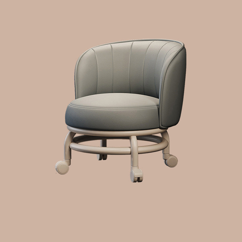 Modern Minimalist Round Iron Stool with PU Leather Sponge Cushion – Movable, Low-Profile, Armless Design for Living Room