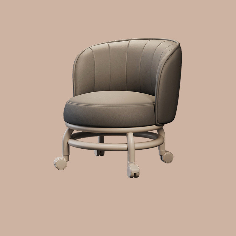 Modern Minimalist Round Iron Stool with PU Leather Sponge Cushion – Movable, Low-Profile, Armless Design for Living Room