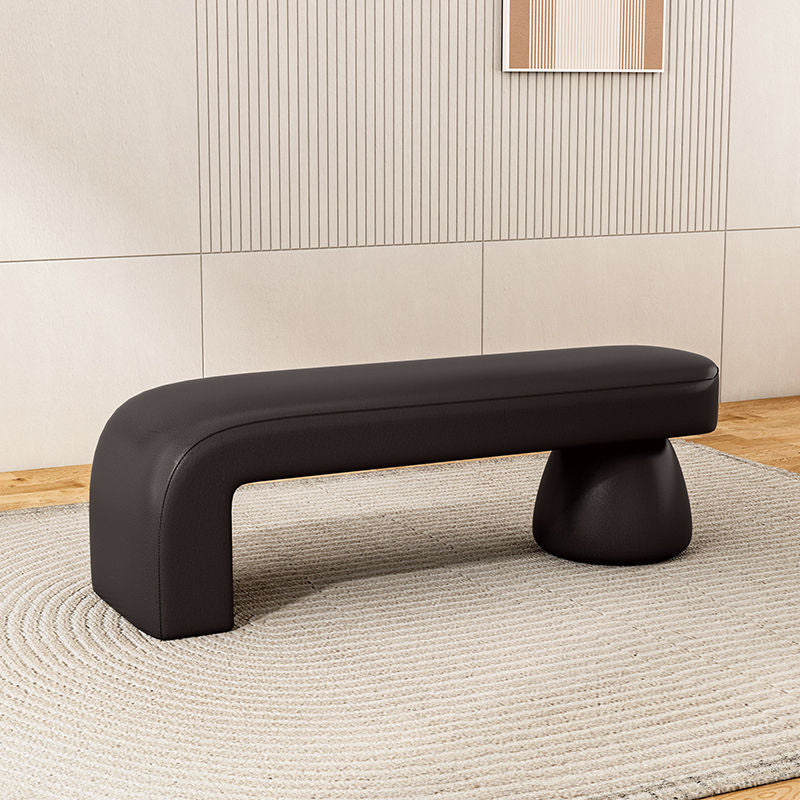 Contemporary Luxury Strip Solid Wood Plywood PU Leather Sponge Bench Armless Backless For Living Room