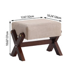 Modern Minimalist Rectangular Footstool with Rubberwood Frame, Cushioned Sponge, Fabric & PU Leather Upholstery, Armless & Backless for Living Room