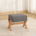 Modern Minimalist Rectangular Footstool with Rubberwood Frame, Cushioned Sponge, Fabric & PU Leather Upholstery, Armless & Backless for Living Room