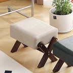 Modern Minimalist Rectangular Footstool with Rubberwood Frame, Cushioned Sponge, Fabric & PU Leather Upholstery, Armless & Backless for Living Room