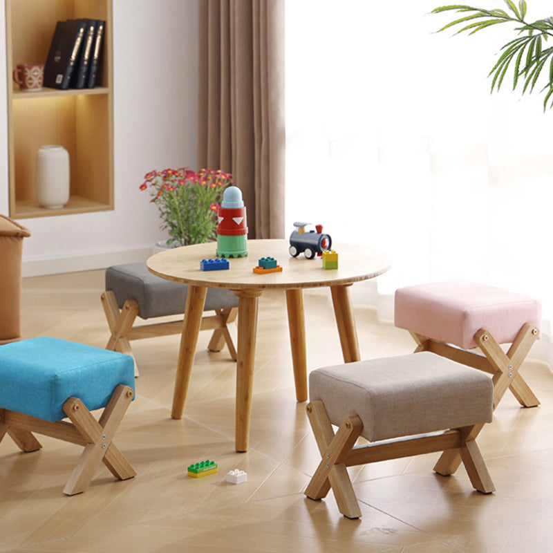 Modern Minimalist Rectangular Footstool with Rubberwood Frame, Cushioned Sponge, Fabric & PU Leather Upholstery, Armless & Backless for Living Room