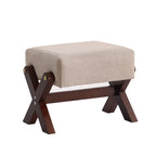 Modern Minimalist Rectangular Footstool with Rubberwood Frame, Cushioned Sponge, Fabric & PU Leather Upholstery, Armless & Backless for Living Room