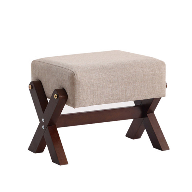 Modern Minimalist Rectangular Footstool with Rubberwood Frame, Cushioned Sponge, Fabric & PU Leather Upholstery, Armless & Backless for Living Room