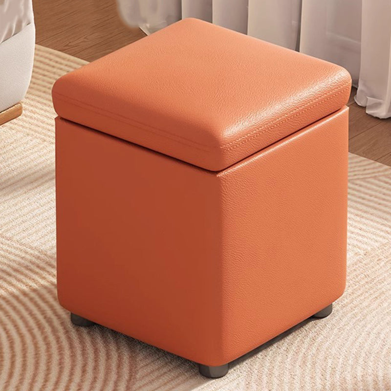 Modern Minimalist Flower Square Stool – Storable Solid Wood with Synthetic Fabric Sponge Cushion, Low, Backless & Armless for Living Room