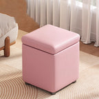 Modern Minimalist Flower Square Stool – Storable Solid Wood with Synthetic Fabric Sponge Cushion, Low, Backless & Armless for Living Room