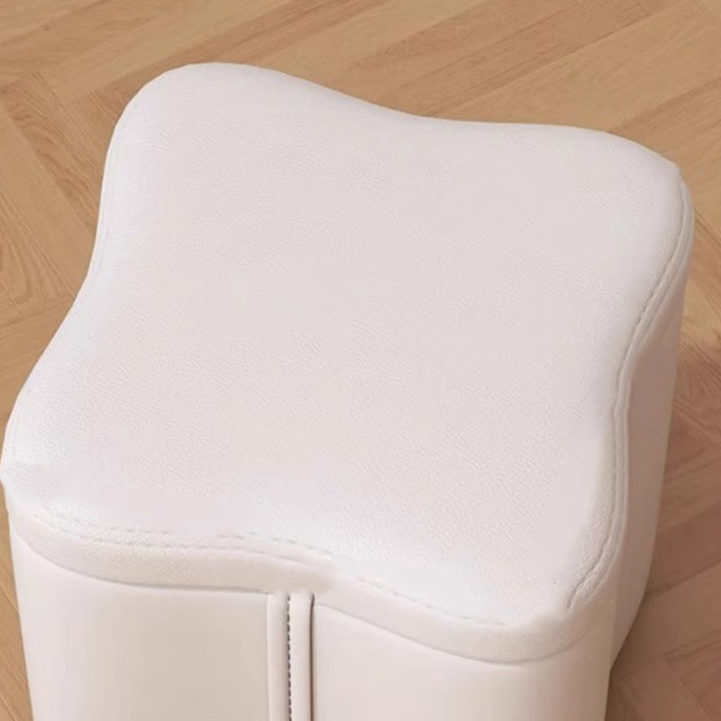 Modern Minimalist Flower Square Stool – Storable Solid Wood with Synthetic Fabric Sponge Cushion, Low, Backless & Armless for Living Room