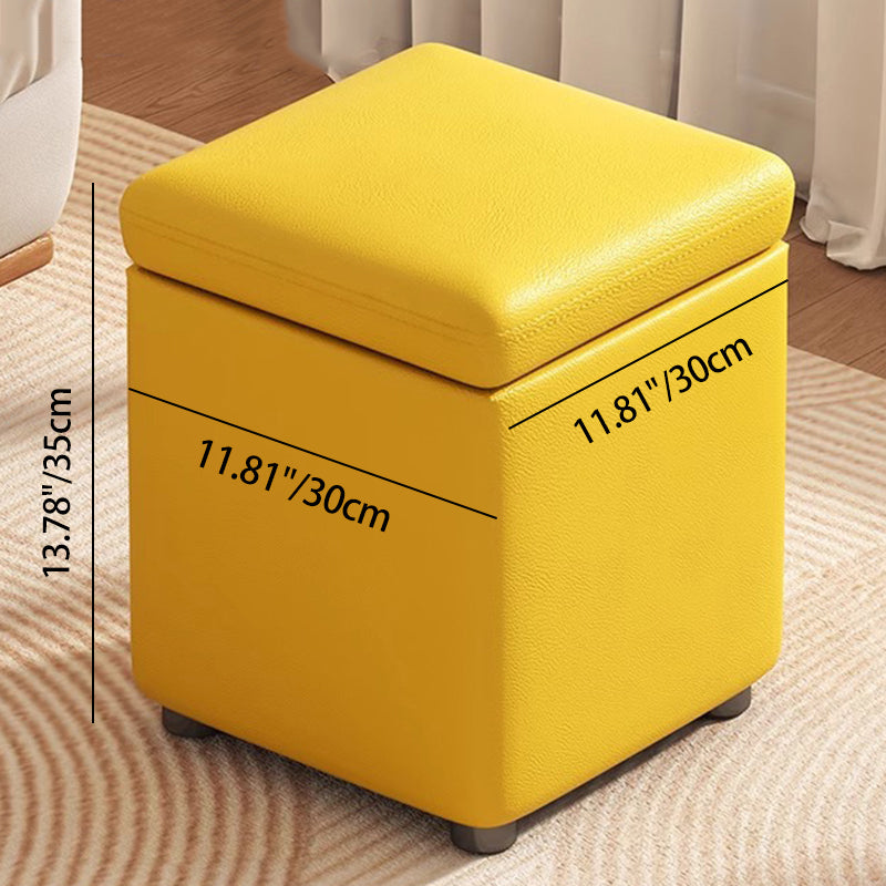 Modern Minimalist Flower Square Stool – Storable Solid Wood with Synthetic Fabric Sponge Cushion, Low, Backless & Armless for Living Room