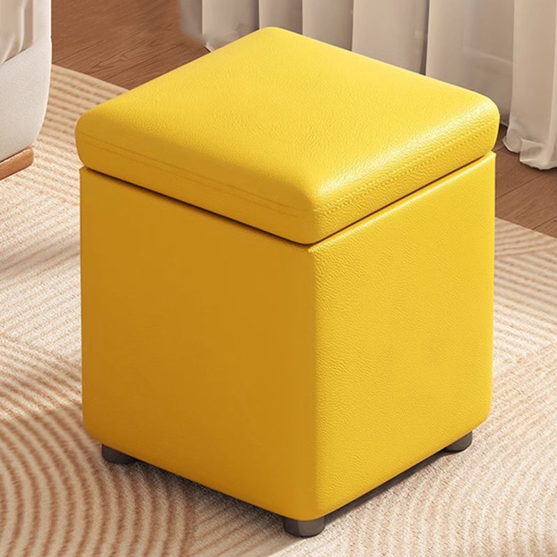 Modern Minimalist Flower Square Stool – Storable Solid Wood with Synthetic Fabric Sponge Cushion, Low, Backless & Armless for Living Room