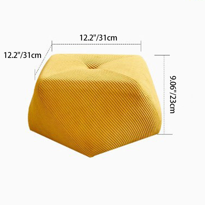 Modern Octagonal Footstool — Solid Wood & Plywood with Corduroy Cushioned Top, Stackable, Backless & Armless for Living Room