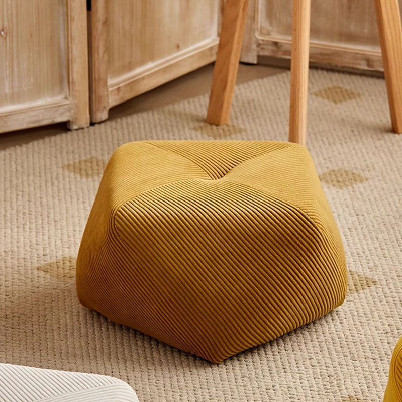 Modern Octagonal Footstool — Solid Wood & Plywood with Corduroy Cushioned Top, Stackable, Backless & Armless for Living Room
