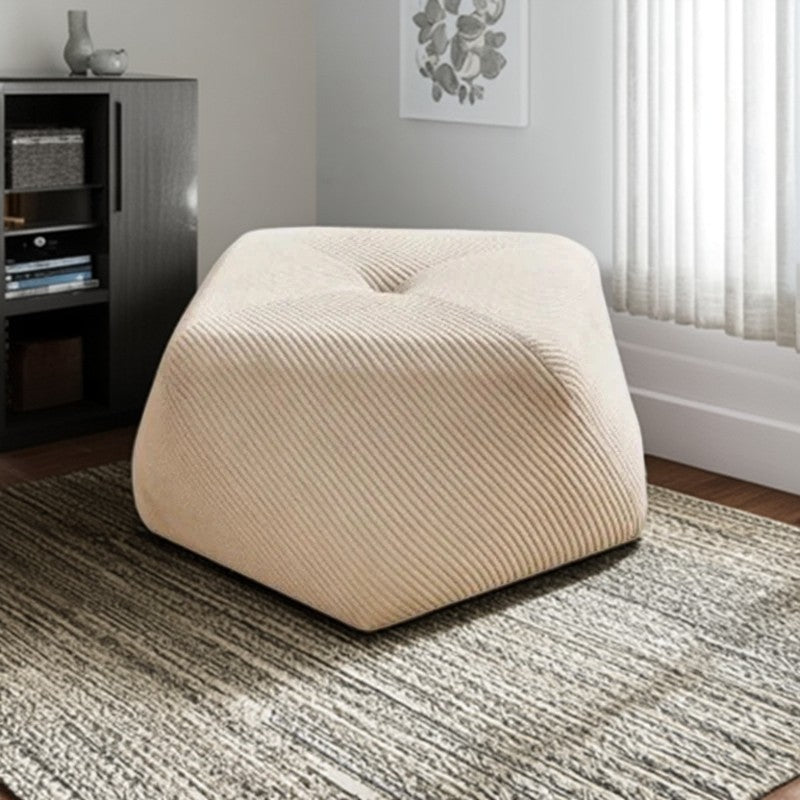 Modern Octagonal Footstool — Solid Wood & Plywood with Corduroy Cushioned Top, Stackable, Backless & Armless for Living Room