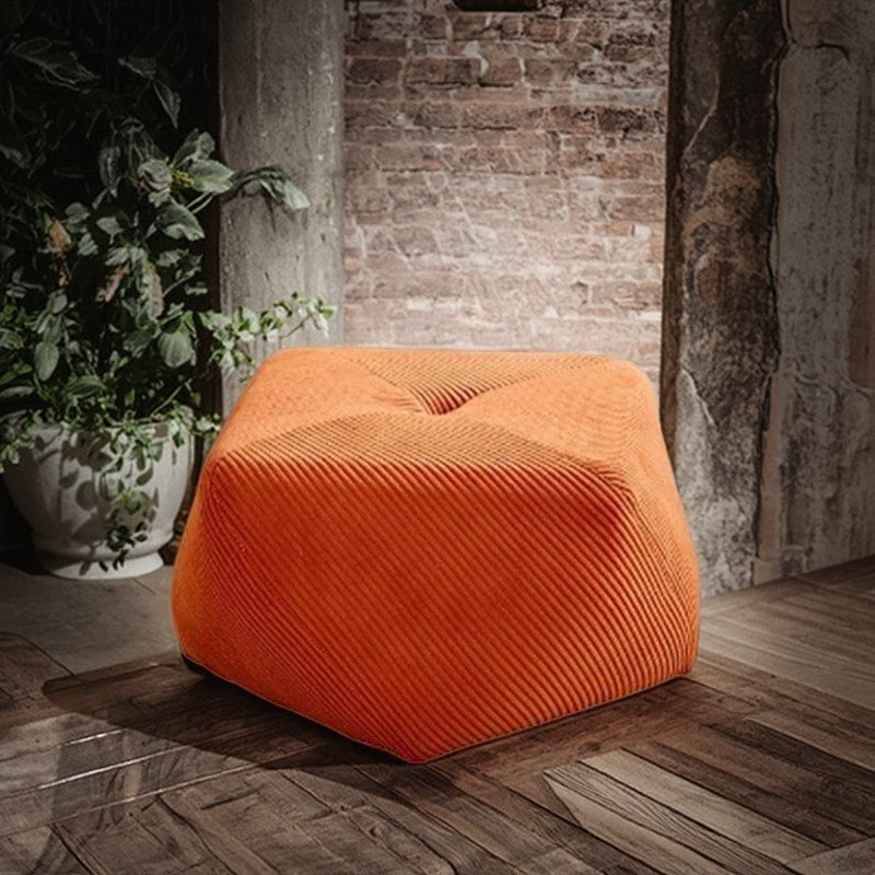 Modern Octagonal Footstool — Solid Wood & Plywood with Corduroy Cushioned Top, Stackable, Backless & Armless for Living Room