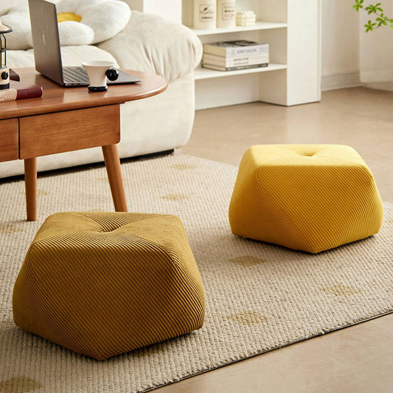Modern Octagonal Footstool — Solid Wood & Plywood with Corduroy Cushioned Top, Stackable, Backless & Armless for Living Room