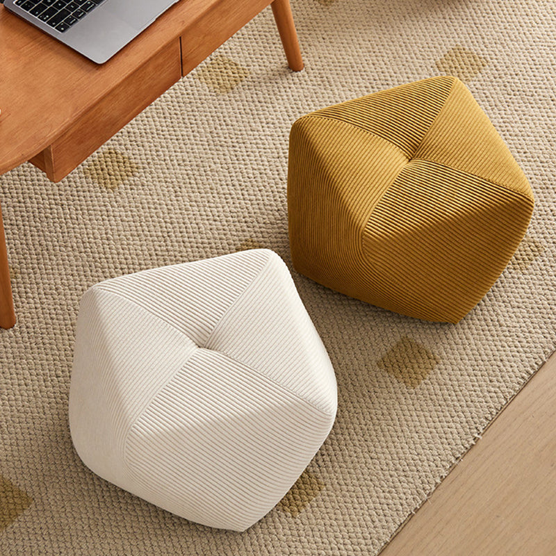 Modern Octagonal Footstool — Solid Wood & Plywood with Corduroy Cushioned Top, Stackable, Backless & Armless for Living Room