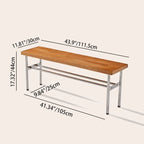 Traditional Vintage Rectangular Stainless Steel Rubberwood Bench Backless Armless For Hallway