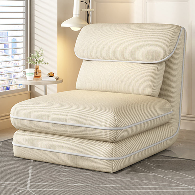 Modern Minimalist Foldable Rectangular Iron Frame Chair with Corduroy Upholstery and PP Cotton Sponge Padding, Armless Recliner Backrest for Bedroom