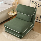 Modern Minimalist Foldable Rectangular Iron Frame Chair with Corduroy Upholstery and PP Cotton Sponge Padding, Armless Recliner Backrest for Bedroom
