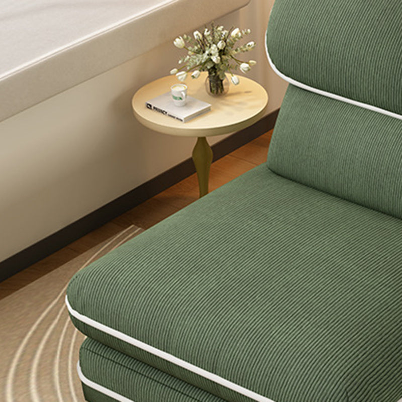 Modern Minimalist Foldable Rectangular Iron Frame Chair with Corduroy Upholstery and PP Cotton Sponge Padding, Armless Recliner Backrest for Bedroom