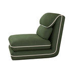 Modern Minimalist Foldable Rectangular Iron Frame Chair with Corduroy Upholstery and PP Cotton Sponge Padding, Armless Recliner Backrest for Bedroom