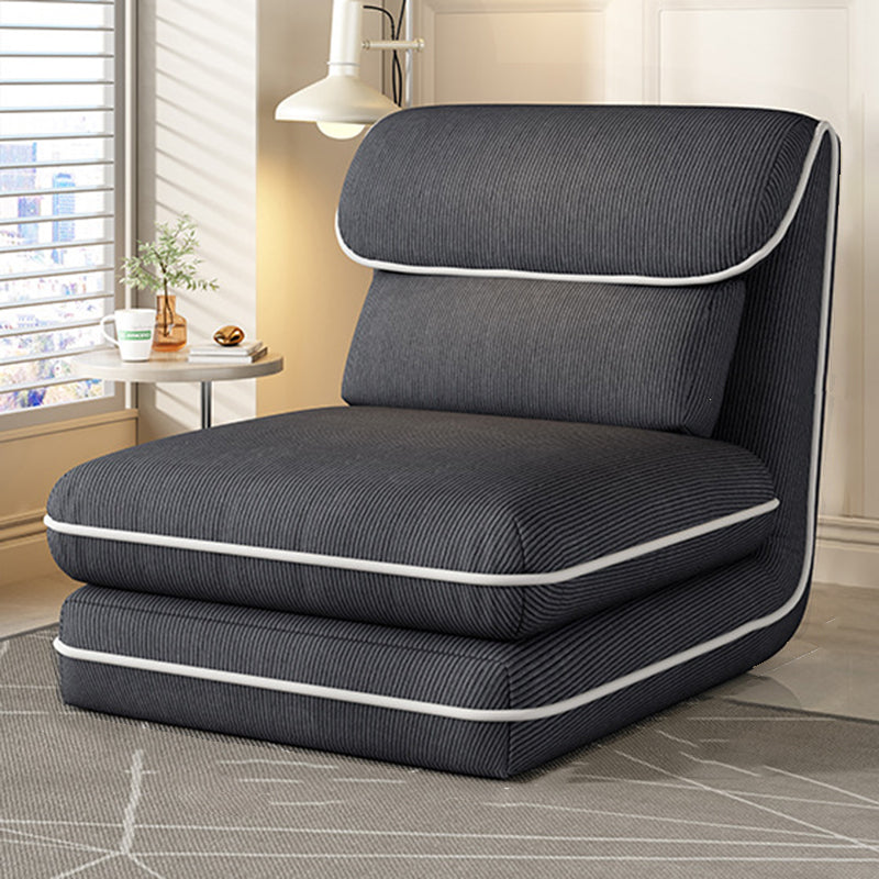 Modern Minimalist Foldable Rectangular Iron Frame Chair with Corduroy Upholstery and PP Cotton Sponge Padding, Armless Recliner Backrest for Bedroom
