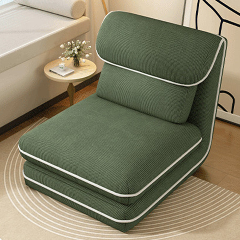 Modern Minimalist Foldable Rectangular Iron Frame Chair with Corduroy Upholstery and PP Cotton Sponge Padding, Armless Recliner Backrest for Bedroom