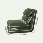Modern Minimalist Foldable Rectangular Iron Frame Chair with Corduroy Upholstery and PP Cotton Sponge Padding, Armless Recliner Backrest for Bedroom