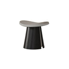 Taburete de Contrachapado Curvado de Estilo Vintage con Cojín de Cuero Microfibra - Asiento Bajo, Sin Respaldo y Sin Brazos para Sala de Estar