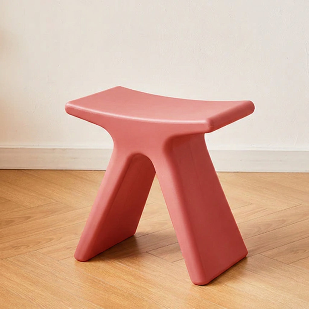Modern Minimalist Geometric PE Plastic Kids' Low Stool — Backless & Armless, Hallway-Ready