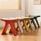 Modern Minimalist Geometric PE Plastic Kids' Low Stool — Backless & Armless, Hallway-Ready