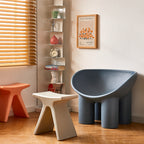 Modern Minimalist Geometric PE Plastic Kids' Low Stool — Backless & Armless, Hallway-Ready