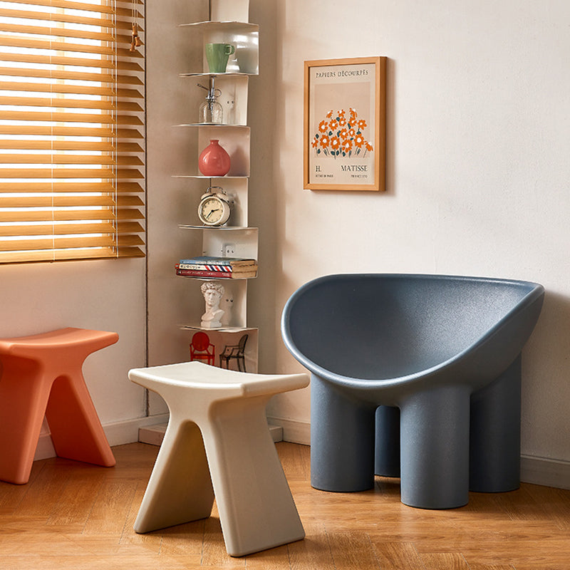 Modern Minimalist Geometric PE Plastic Kids' Low Stool — Backless & Armless, Hallway-Ready