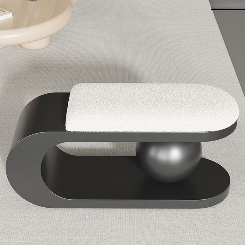 Modern Art Deco Geometric Carbon Steel Iron Stainless Steel Sherpa Fabric Sponge Bench Backless Armless For Entryway