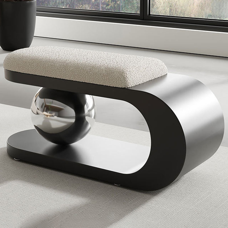 Modern Art Deco Geometric Carbon Steel Iron Stainless Steel Sherpa Fabric Sponge Bench Backless Armless For Entryway