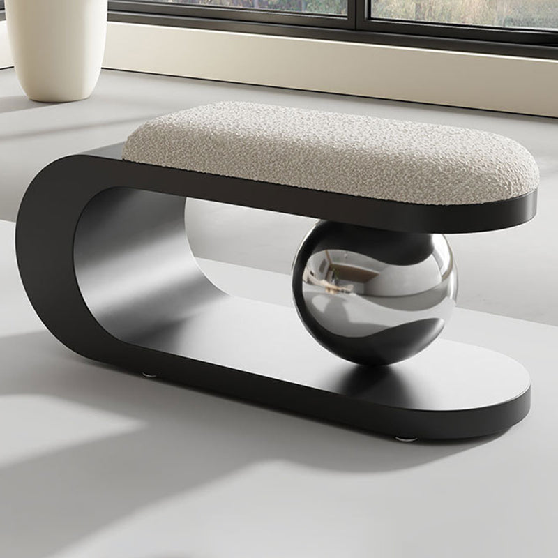 Modern Art Deco Geometric Carbon Steel Iron Stainless Steel Sherpa Fabric Sponge Bench Backless Armless For Entryway