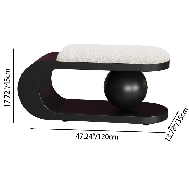 Modern Art Deco Geometric Carbon Steel Iron Stainless Steel Sherpa Fabric Sponge Bench Backless Armless For Entryway