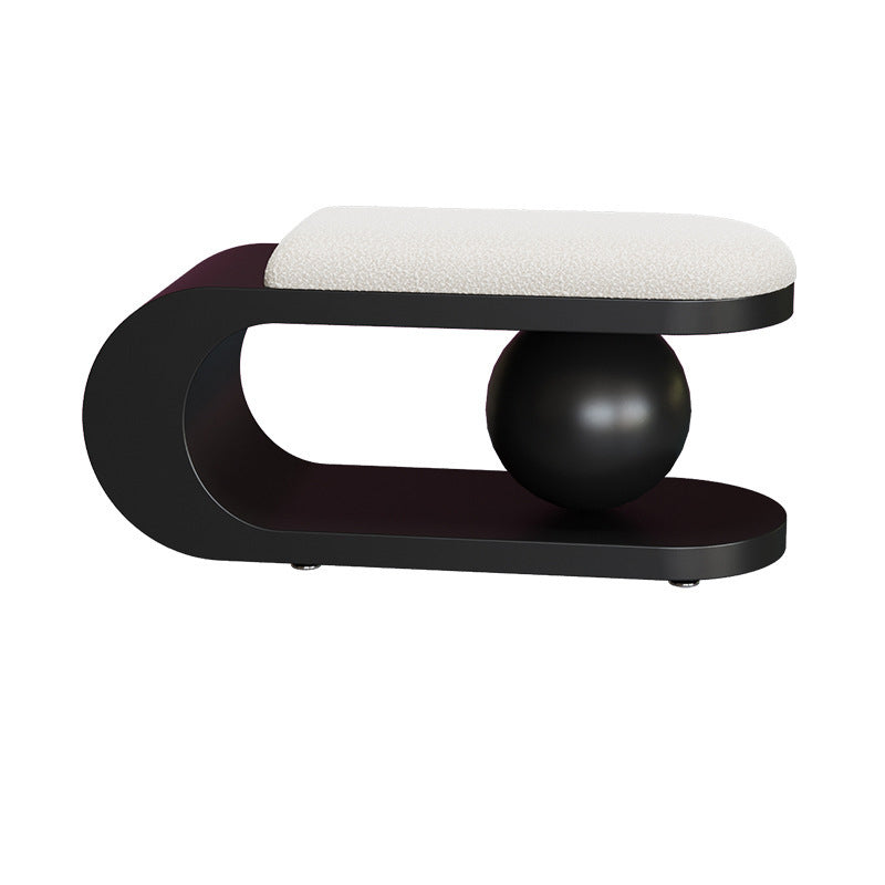 Modern Art Deco Geometric Carbon Steel Iron Stainless Steel Sherpa Fabric Sponge Bench Backless Armless For Entryway