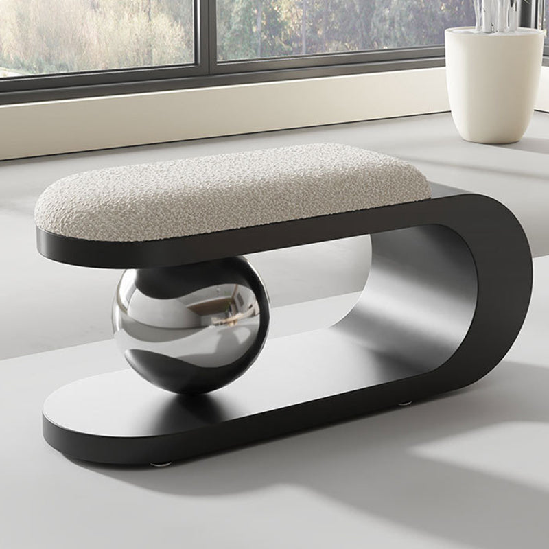 Modern Art Deco Geometric Carbon Steel Iron Stainless Steel Sherpa Fabric Sponge Bench Backless Armless For Entryway