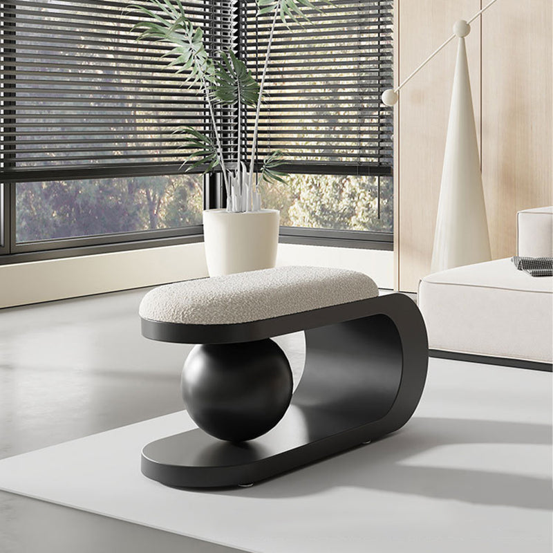 Modern Art Deco Geometric Carbon Steel Iron Stainless Steel Sherpa Fabric Sponge Bench Backless Armless For Entryway