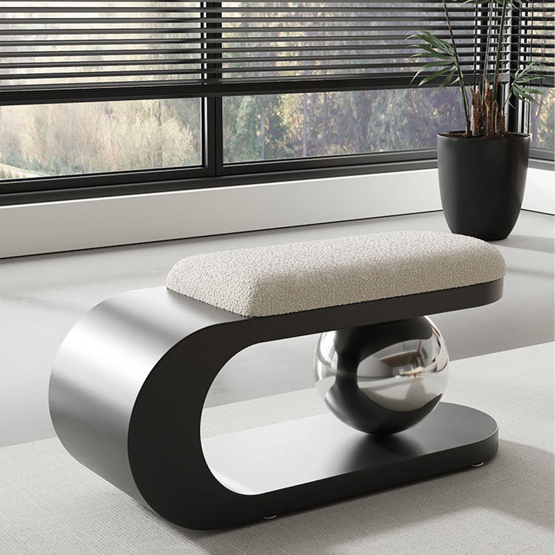 Modern Art Deco Geometric Carbon Steel Iron Stainless Steel Sherpa Fabric Sponge Bench Backless Armless For Entryway