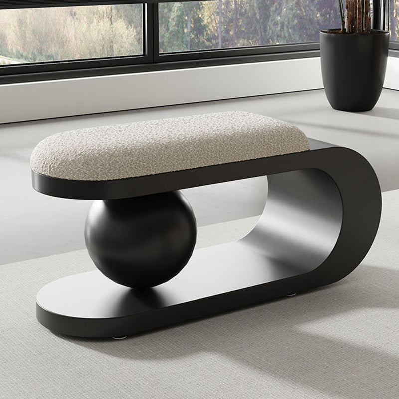 Modern Art Deco Geometric Carbon Steel Iron Stainless Steel Sherpa Fabric Sponge Bench Backless Armless For Entryway