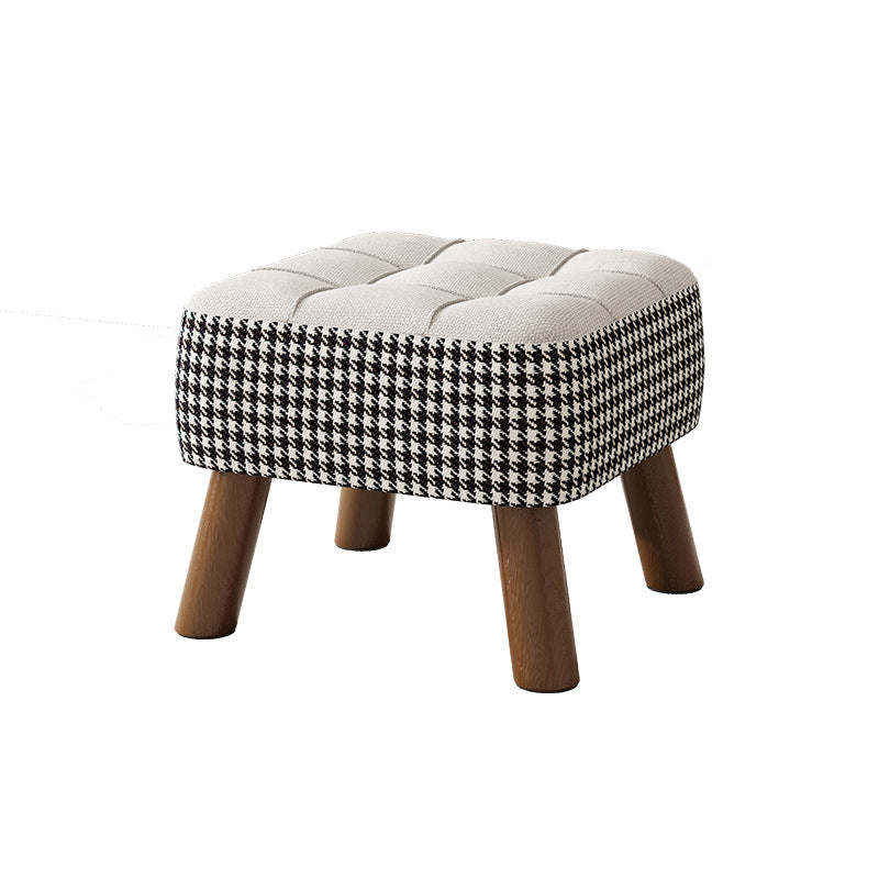 Taburete moderno minimalista apilable de madera maciza con cojín de tela - Cuadrado, sin respaldo ni reposabrazos, ideal para pasillos