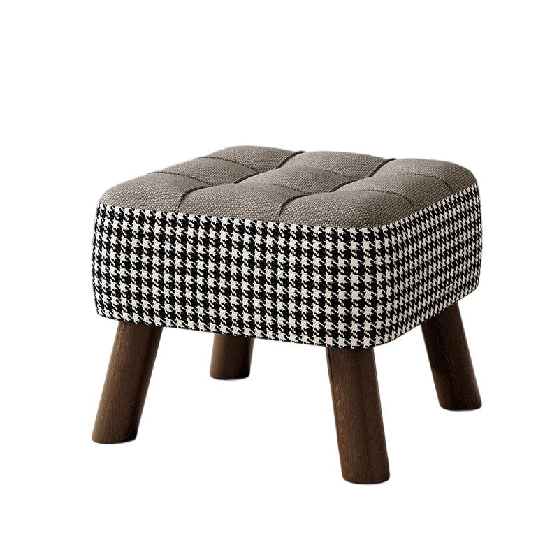 Taburete moderno minimalista apilable de madera maciza con cojín de tela - Cuadrado, sin respaldo ni reposabrazos, ideal para pasillos