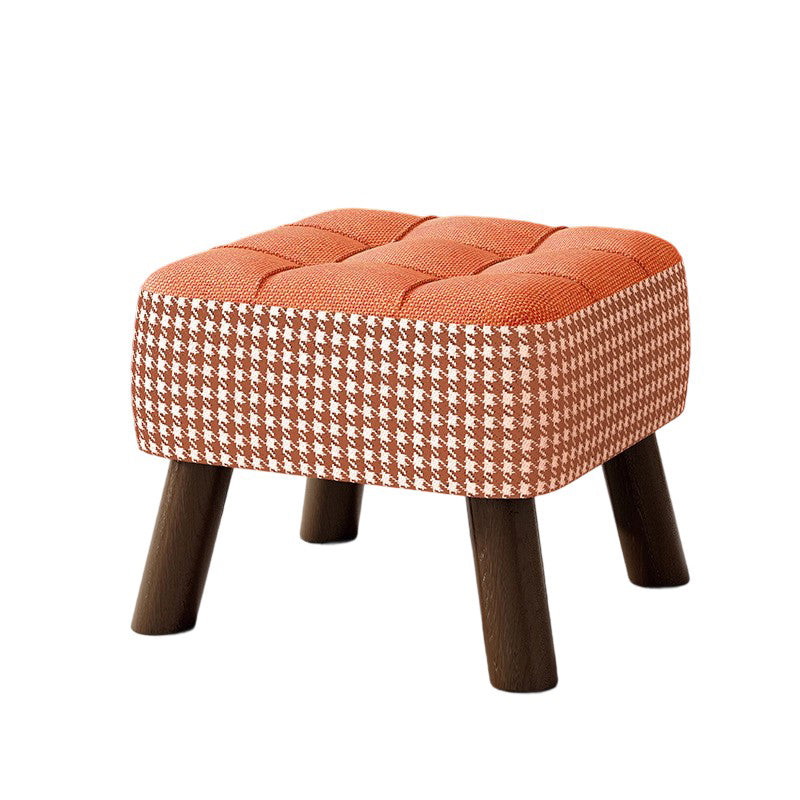 Taburete moderno minimalista apilable de madera maciza con cojín de tela - Cuadrado, sin respaldo ni reposabrazos, ideal para pasillos
