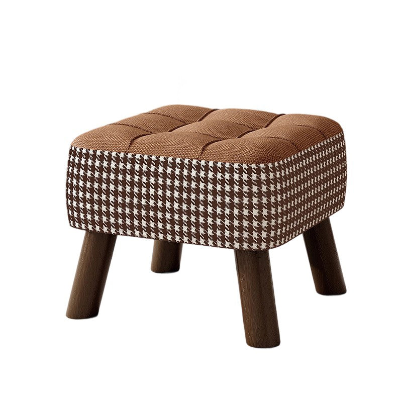 Taburete moderno minimalista apilable de madera maciza con cojín de tela - Cuadrado, sin respaldo ni reposabrazos, ideal para pasillos