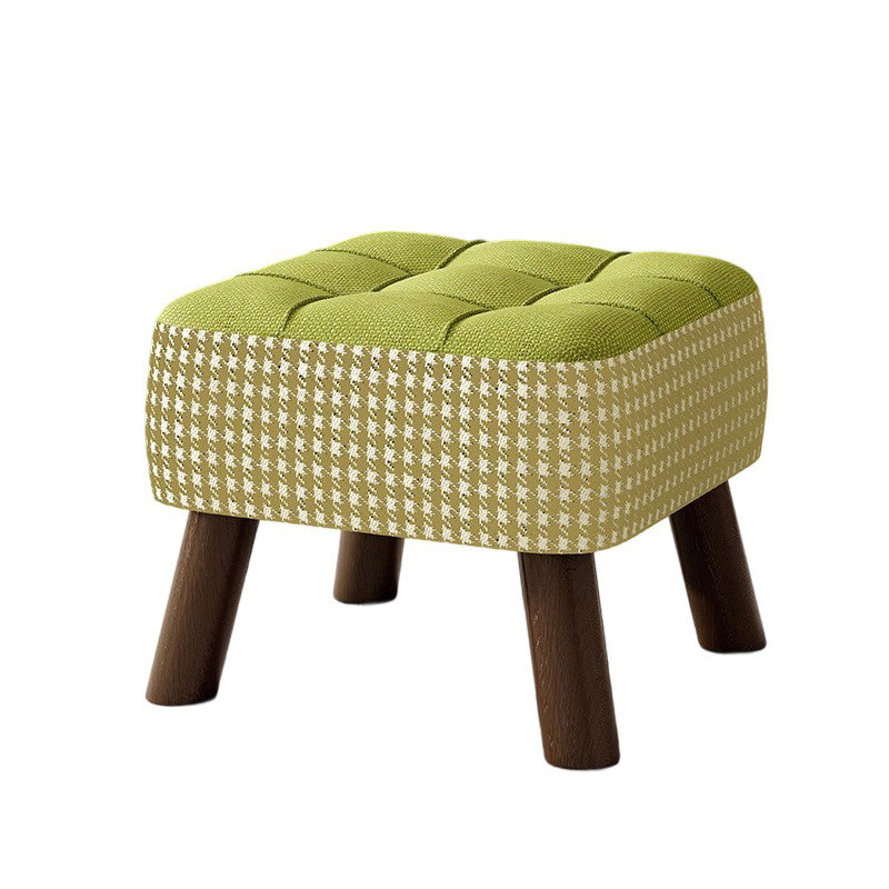 Taburete moderno minimalista apilable de madera maciza con cojín de tela - Cuadrado, sin respaldo ni reposabrazos, ideal para pasillos
